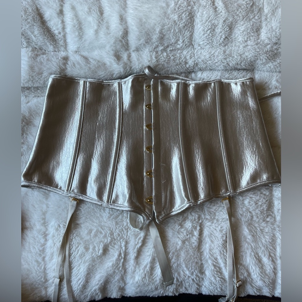 NWOT - Dream Angels, shimmer, gold metallic champagne smooth satin waist cincher - Picture 6 of 9